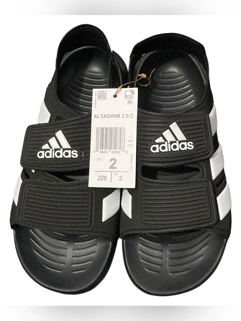 NEW Kids' Adidas Black Altaswim 2.0 Water Shoes Sandals - Size 2
